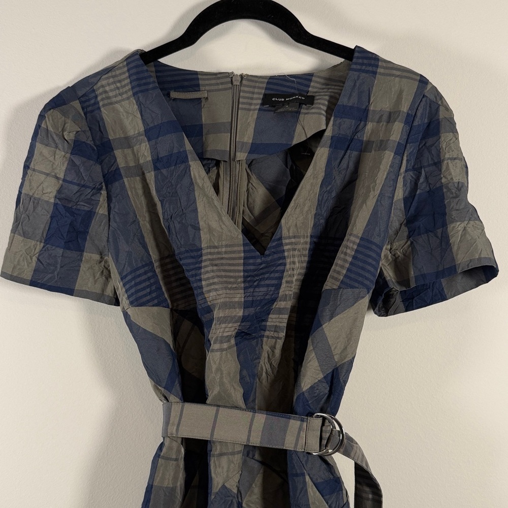 NWOT Club Monaco Plaid Seamed V-Neck Dress. - Picture 5 of 11